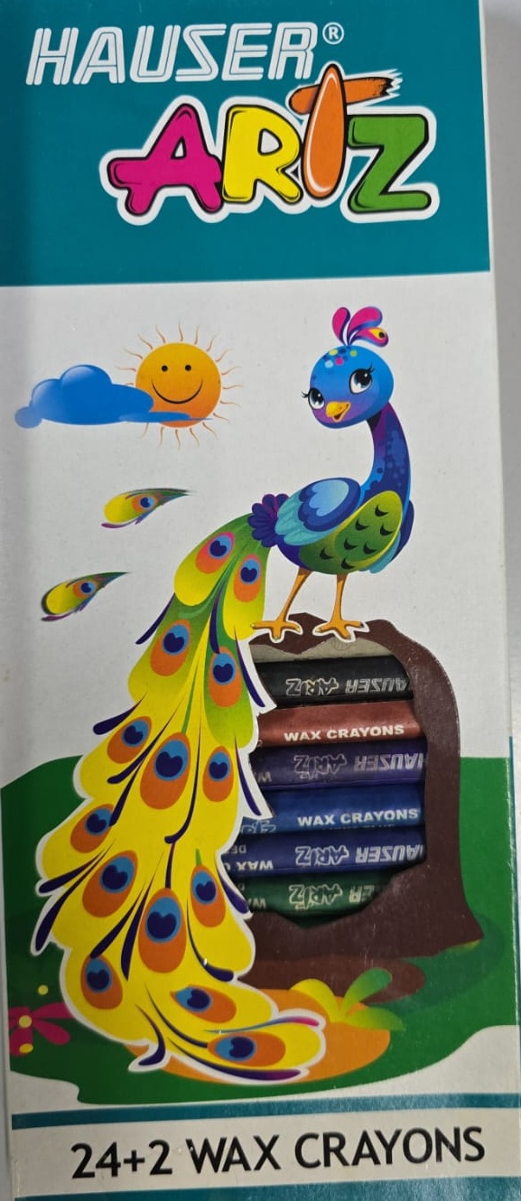 Wax Crayons 24+2 Pcs Box Hauser - Assorted